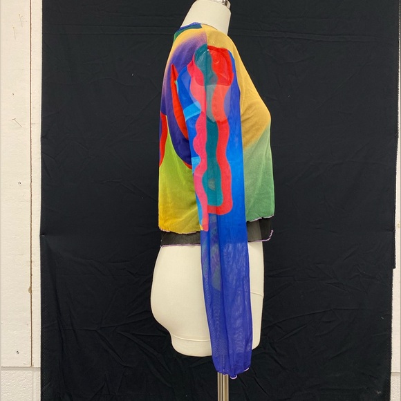 Colourful mesh layered long sleeve top Expired Girl - Picture 6 of 7